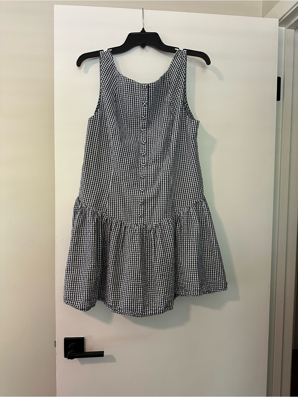 Size XL Wild Fable Sleeveless Navy & White Gingham Button-Front Mini Dress